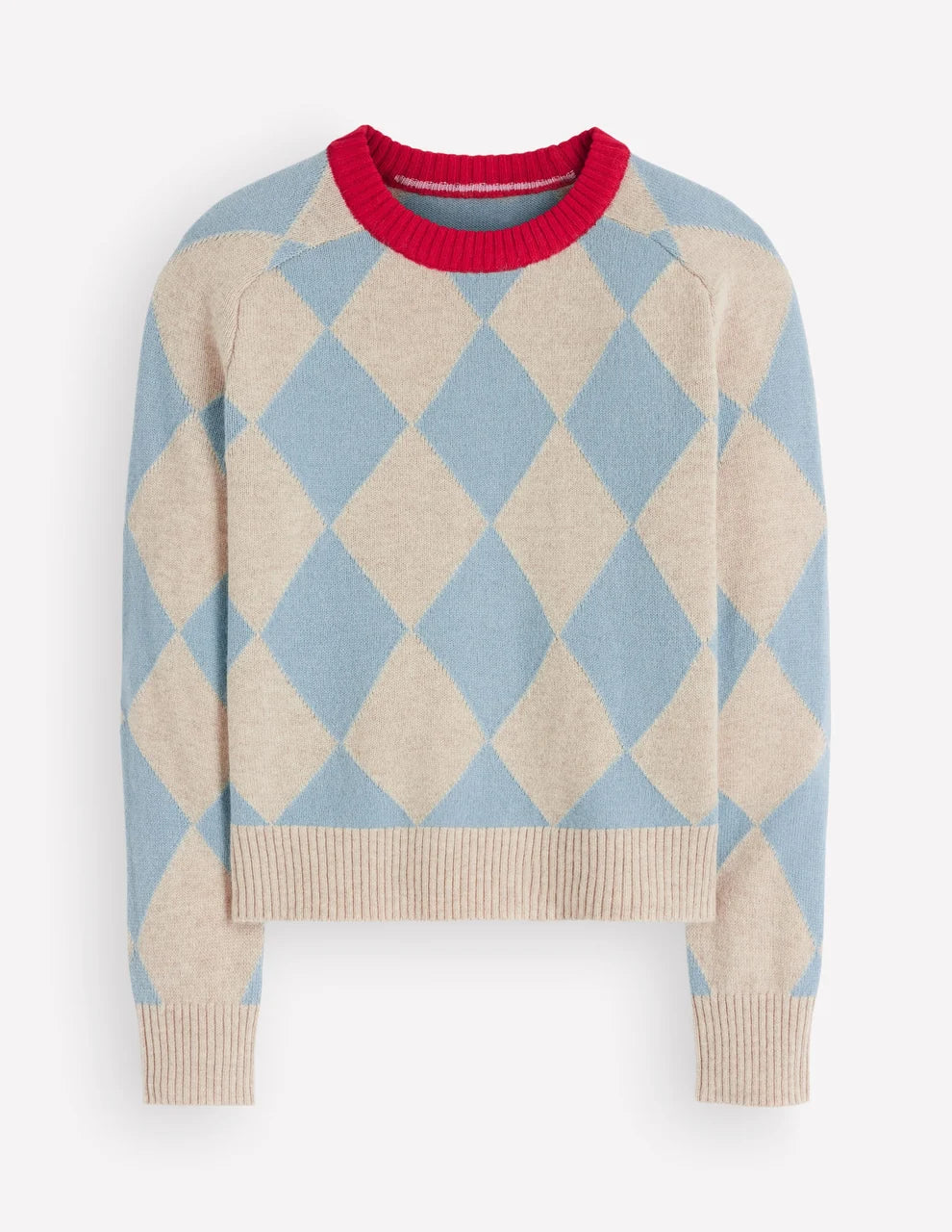 Boden Ariadne Wool Blend Sweater for Women - Blue Argyle - Size L