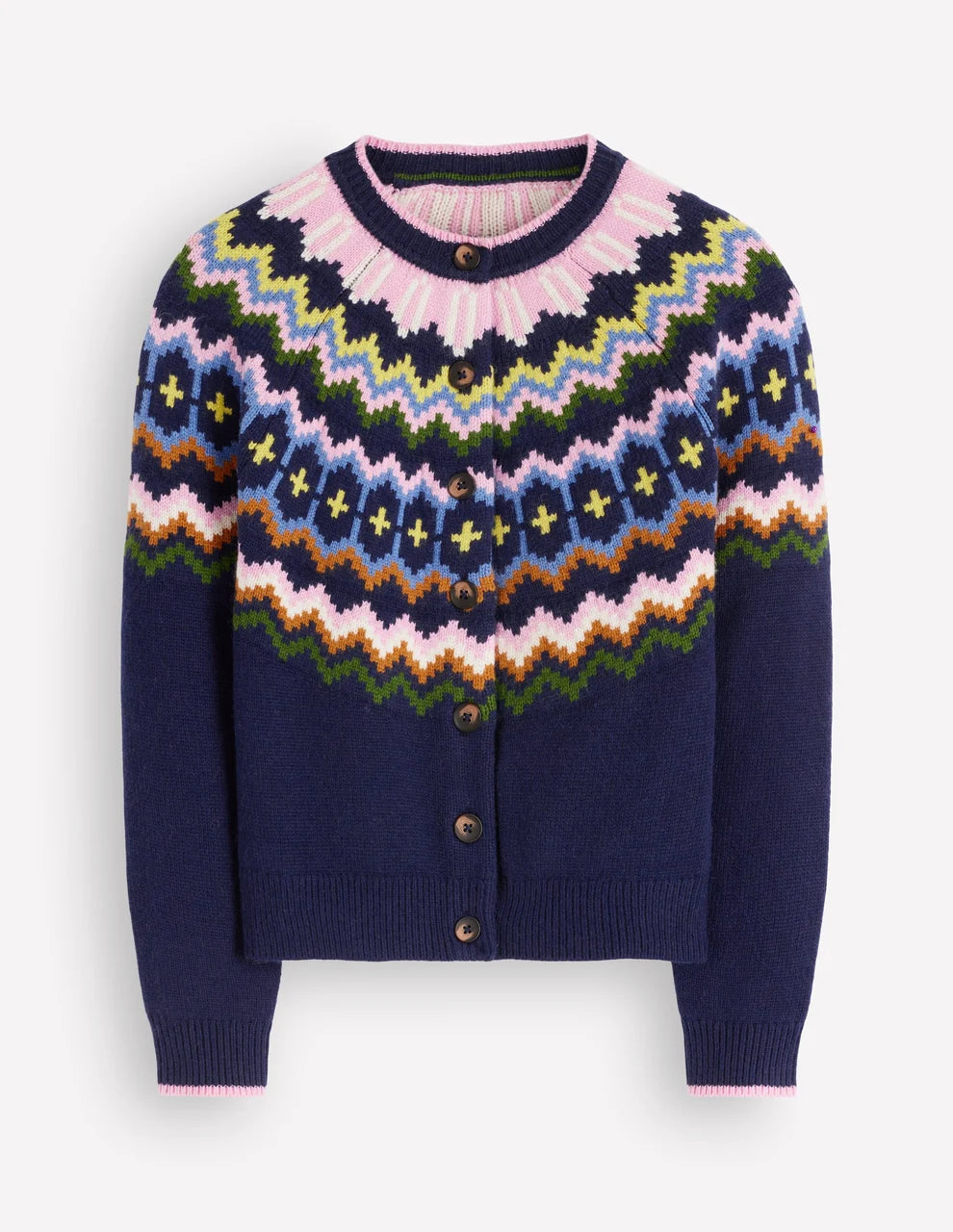 Women's Mae Fair Isle Cardigan by Boden - Navy - Size Medium