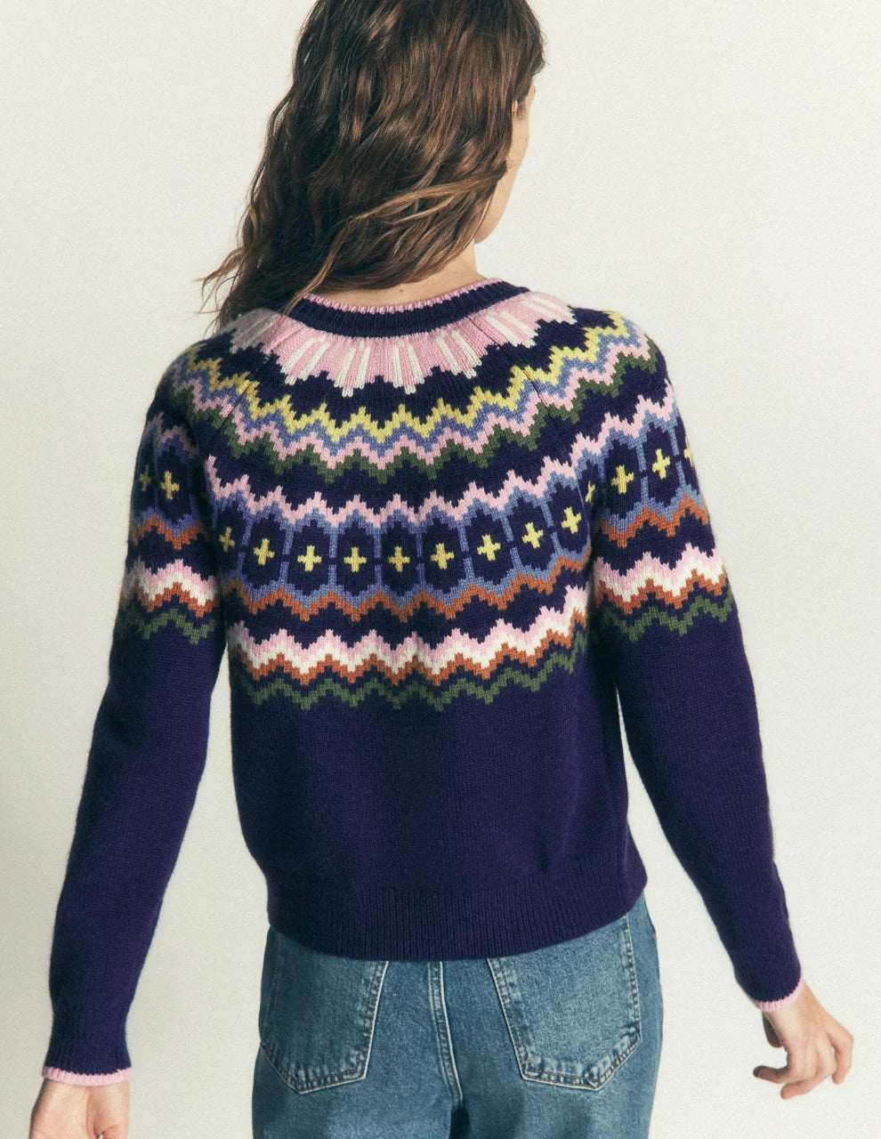 Women's Mae Fair Isle Cardigan by Boden - Navy - Size Medium