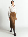 Boden Val Button Cord Midi Skirt - Gingerbread - US Size 14 R