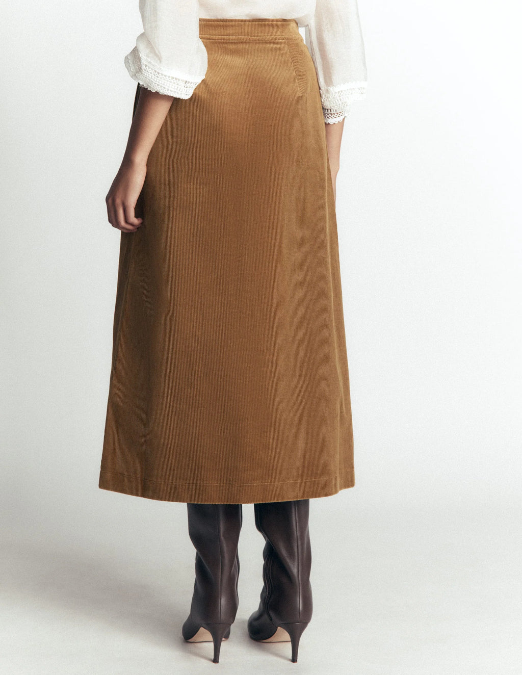 Boden Val Button Cord Midi Skirt - Gingerbread - US Size 14 R