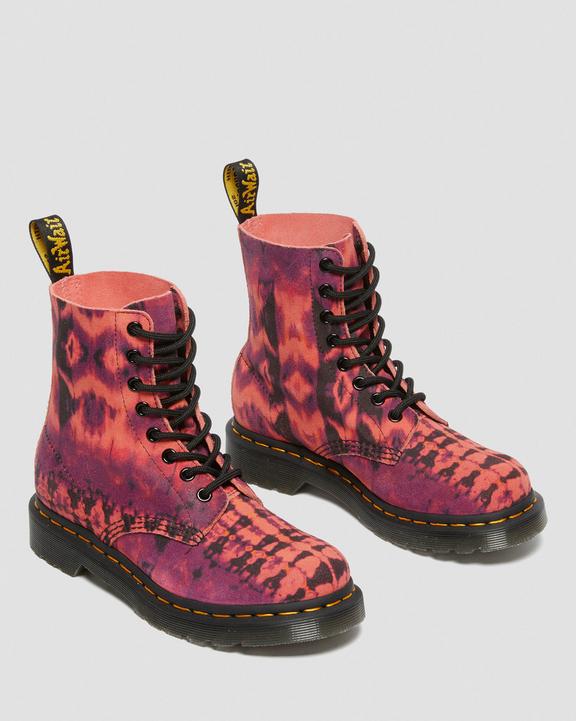 US(8) DR. MARTENS 1460 Pascal Tie Dye Leather Lace Up Boots-PURPLE