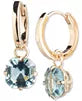 Lauren Ralph Lauren Gold-Tone Cushion-Cut Stone Charm Huggie Hoop Earrings