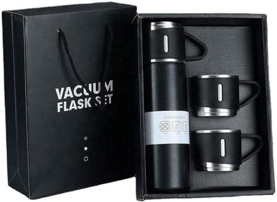 Innova Home Vacuum Insulated Flask w/ Cups 16.9oz/500mL-Black