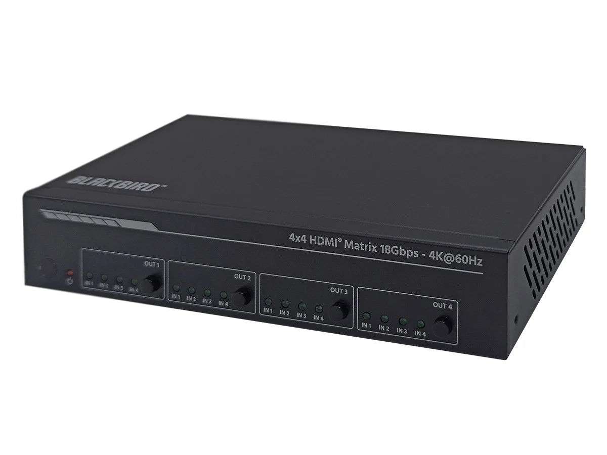 Monoprice 4K 4x4 HDMI Matrix - HDR, 18Gbps, 4K@60Hz, YCbCr 4:4:4, HDCP 2.2., Supports ARC, RS232, Web GUI - Blackbird Series (NEW)