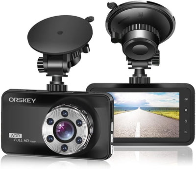 Orskey Dash Cam 1080P Full HD Car DVR Dashboard Camera Video Recorder in Car Camera Dashcam for Cars 170 Wide Angle WDR with 3.0" LCD Display Night Vision and G-Sensor