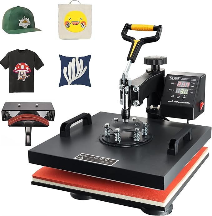 VEVOR Heat Press Machine 2In1 15x15in Sublimation Print Transfer DIY T-shirt Cap (NEW)