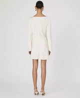 French Connection Women's Ennis Satin Long Sleeve Mini Dress in Cream Size: 4