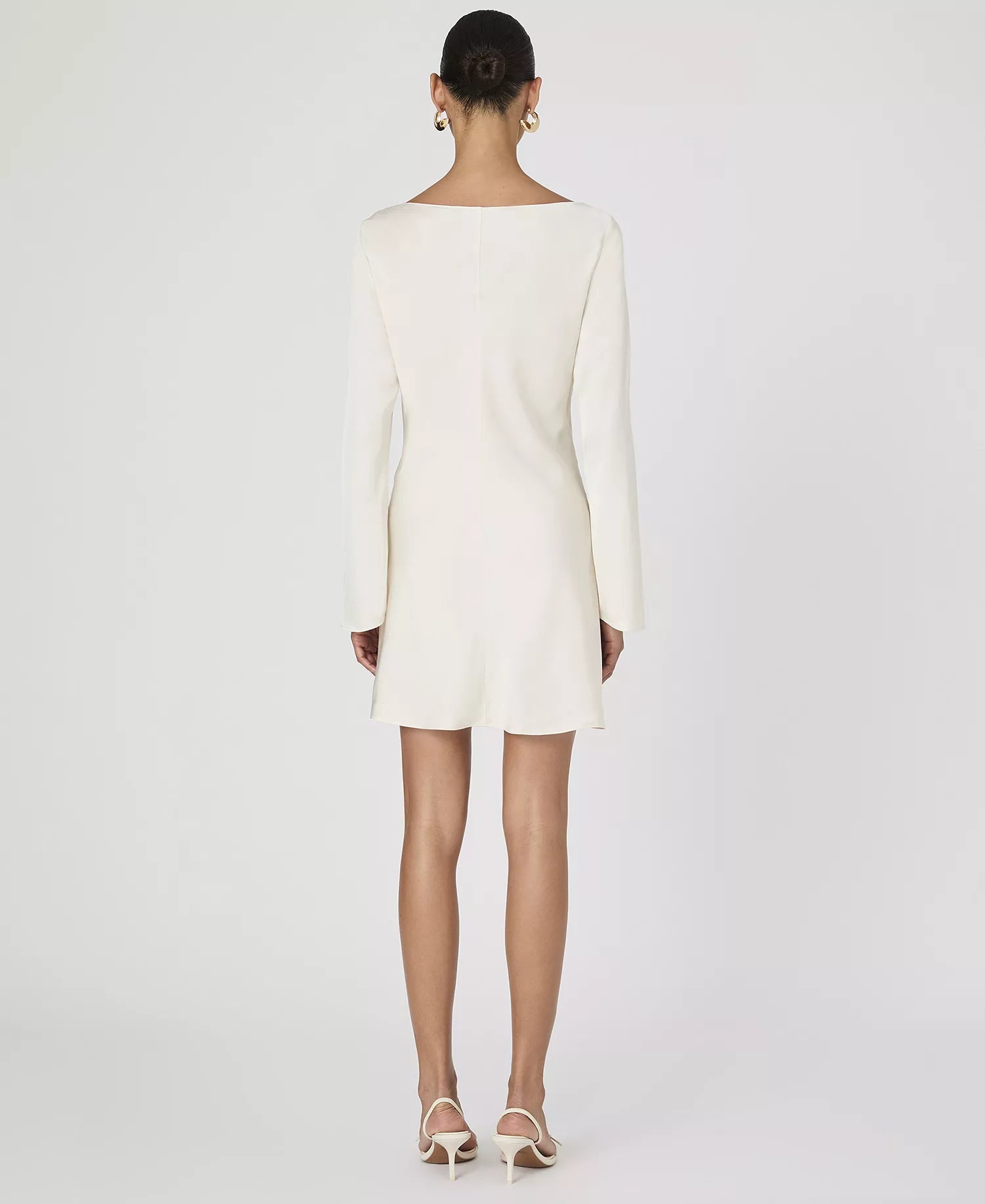 French Connection Women's Ennis Satin Long Sleeve Mini Dress in Cream Size: 4