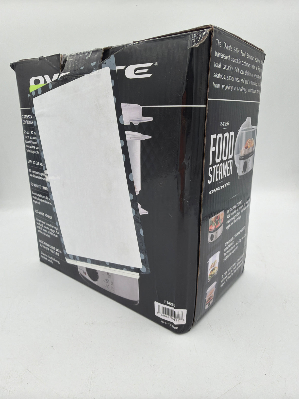 OVENTE 2-Tier Electric Food Steamer, 5 Quart Stainless Steel Stackable Steam Cooker with 400W Power