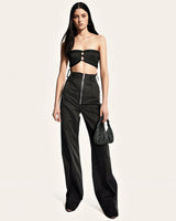 Gabbi Artificial Crystal Medium Ruched Hobo Handbag - Anthracite