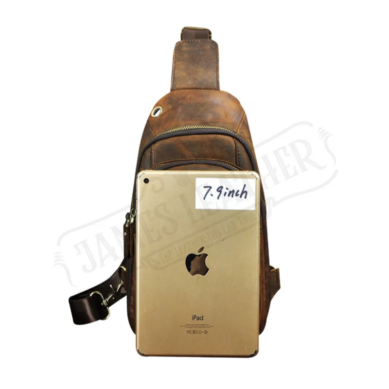 James Leather Cowhide Leather Sling Bag , 14"