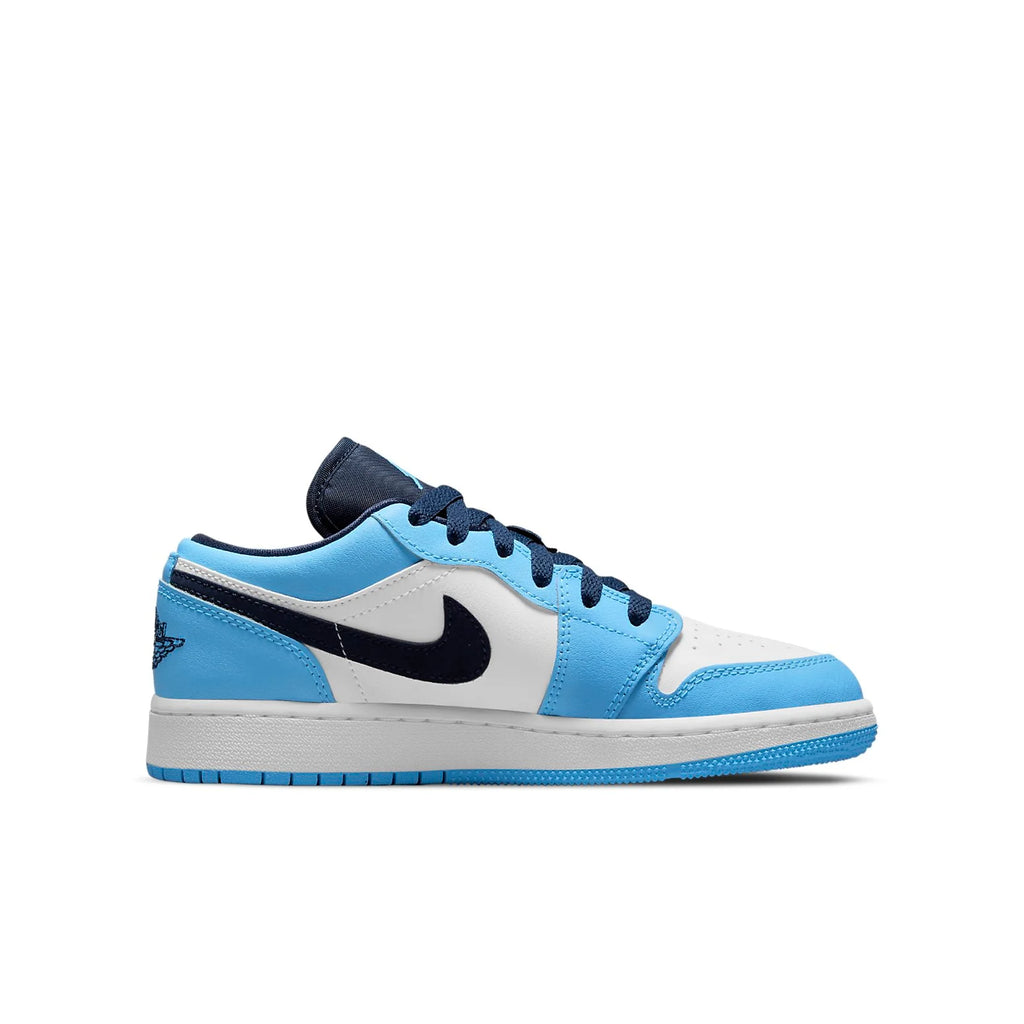NIKE Air Jordan 1 Low GS in White/University Blue/Obsidian - 6.5Y
