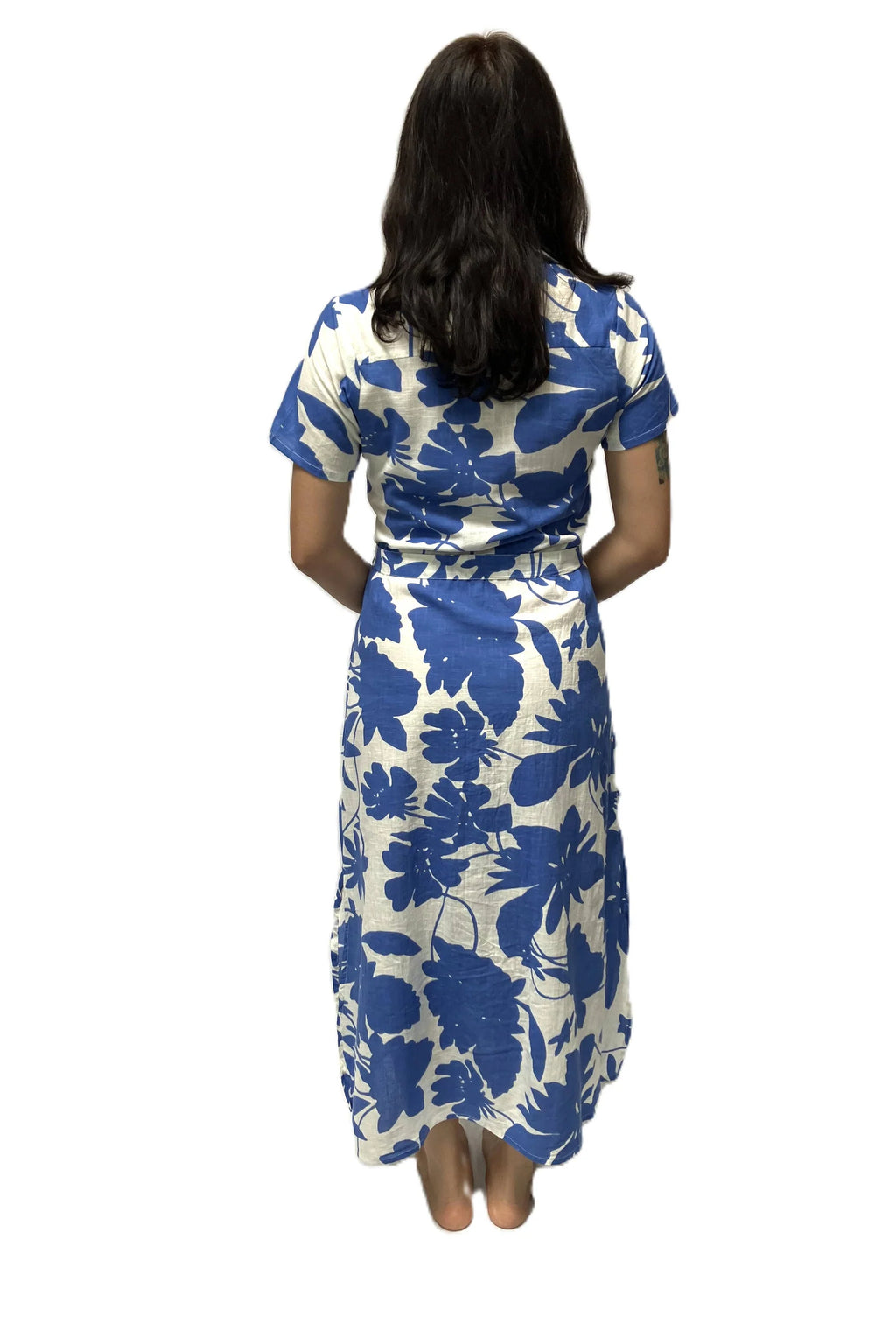 Dolma Inc.-Carrie Cotton Dress-Blue White, Medium