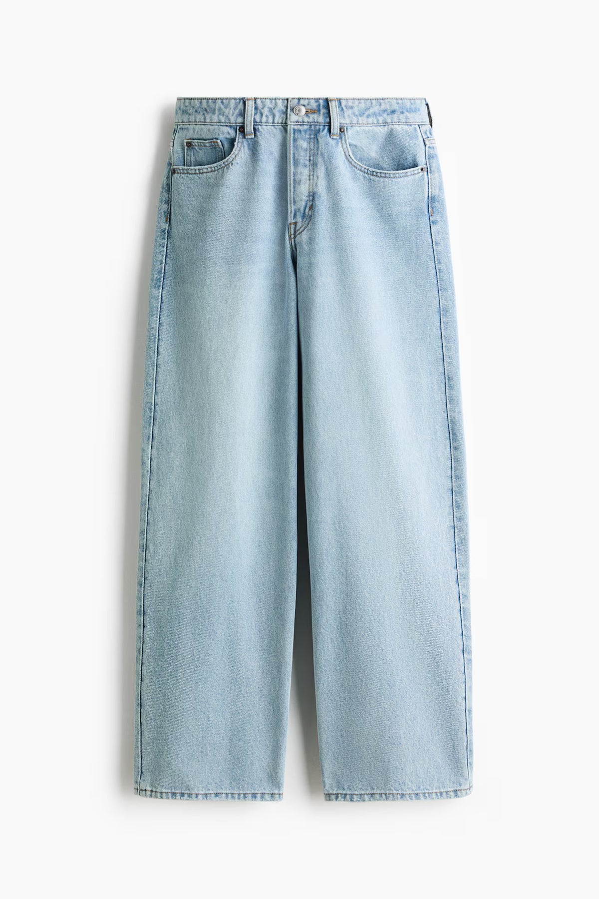H&M - Women's Baggy Regular-Waist Jeans - Light Denim Blue - US 6