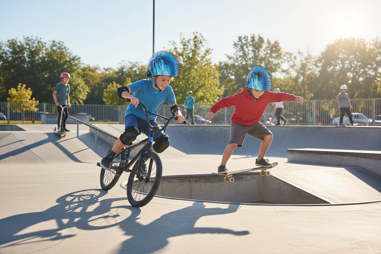 RASKULLZ FLAME HAWK CHILD BIKE HELMET - BLUE/BLACK