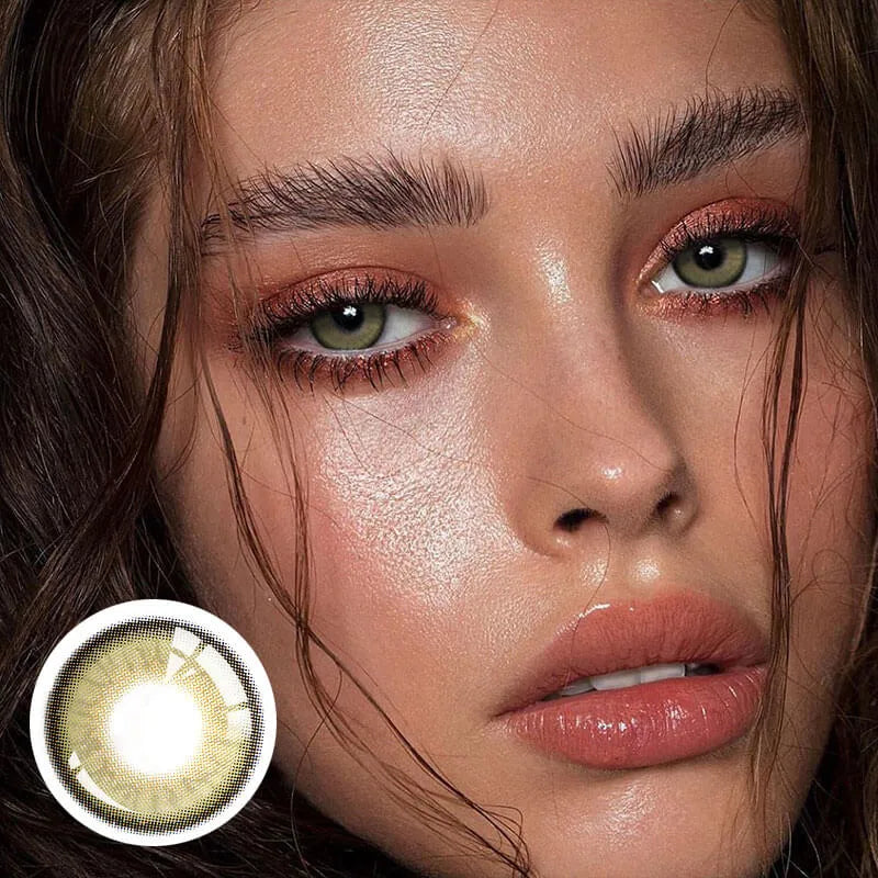 unibling | Colored Contact Lenses Set Kit | 1 Pair (2 Lenses) in Meow Honey and Himalaya Yellow Green