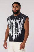Men's Revenge Crop Cut-Off T-shirt by YOUNGLA - Black Wash - Size Medium