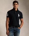 Men's Big Pony Custom Slim Fit Mesh Polo by Polo Ralph Lauren - Black - XXL