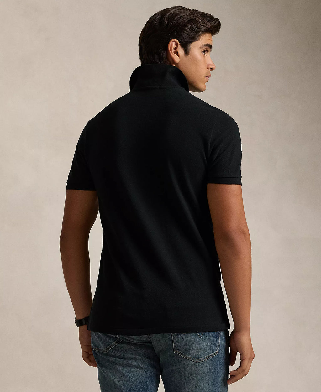 Men's Big Pony Custom Slim Fit Mesh Polo by Polo Ralph Lauren - Black - XXL