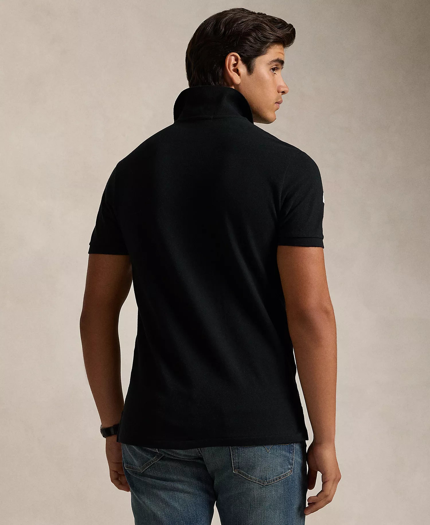 Men's Big Pony Custom Slim Fit Mesh Polo by Polo Ralph Lauren - Black - XXL
