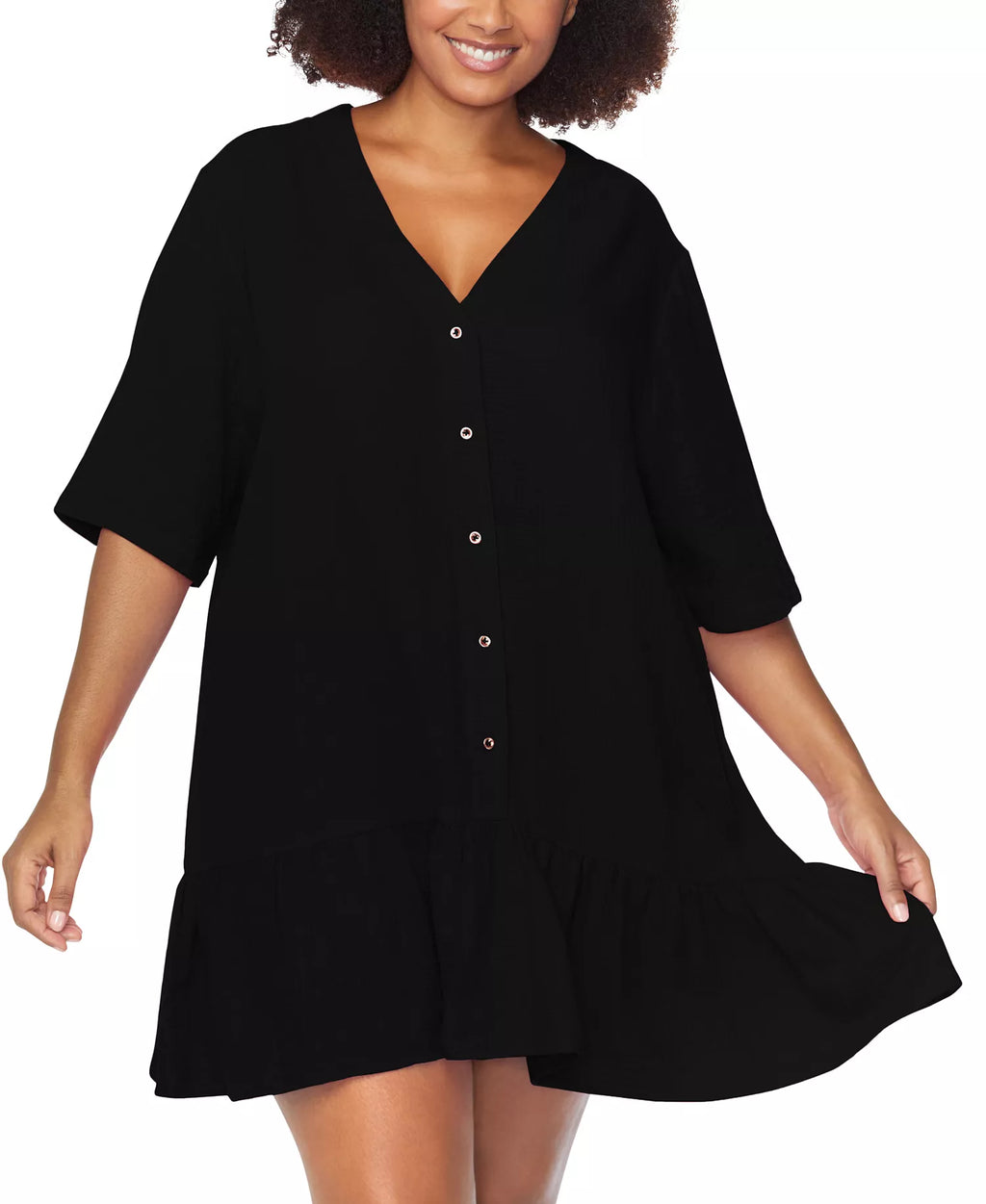 Raisins Curve Trendy Plus Size Sol Cotton Cover-Up Size: 1X