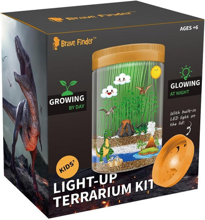 Light-Up Dinosaur Terrarium Kit for Kids, Volcano Science Kit for Kids Ages 6 7 8 9 10-12 Year Old Girl Birthday Gift, Arts and Crafts for Kids Ages 8-12, Educational Toys Creative Kids Games