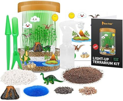 CAPKIT Light-Up Dinosaur Terrarium Kit for Kids, Volcano Science Kit for Kids Ages 6 7 8 9 10-12 Year Old Girl Birthday Gift, Arts and Crafts for Kids Ages 8-12, Educational Toys Creative Kids Games