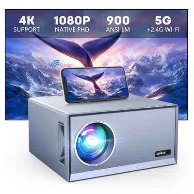 REPABOW Projector with 5G WiFi and Bluetooth, 16000L 550 ANSI Native 1080P 4K Supported Movie Projector, Outdoor Projector for Home Theater, Compatible with iOS/Android/Windows/TV Stick/HDMI/Phone/PC