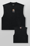 Men's Looney Tunes Taz C Embroidered Cut-Off Shirt by YOUNGLA - Black - Size Large