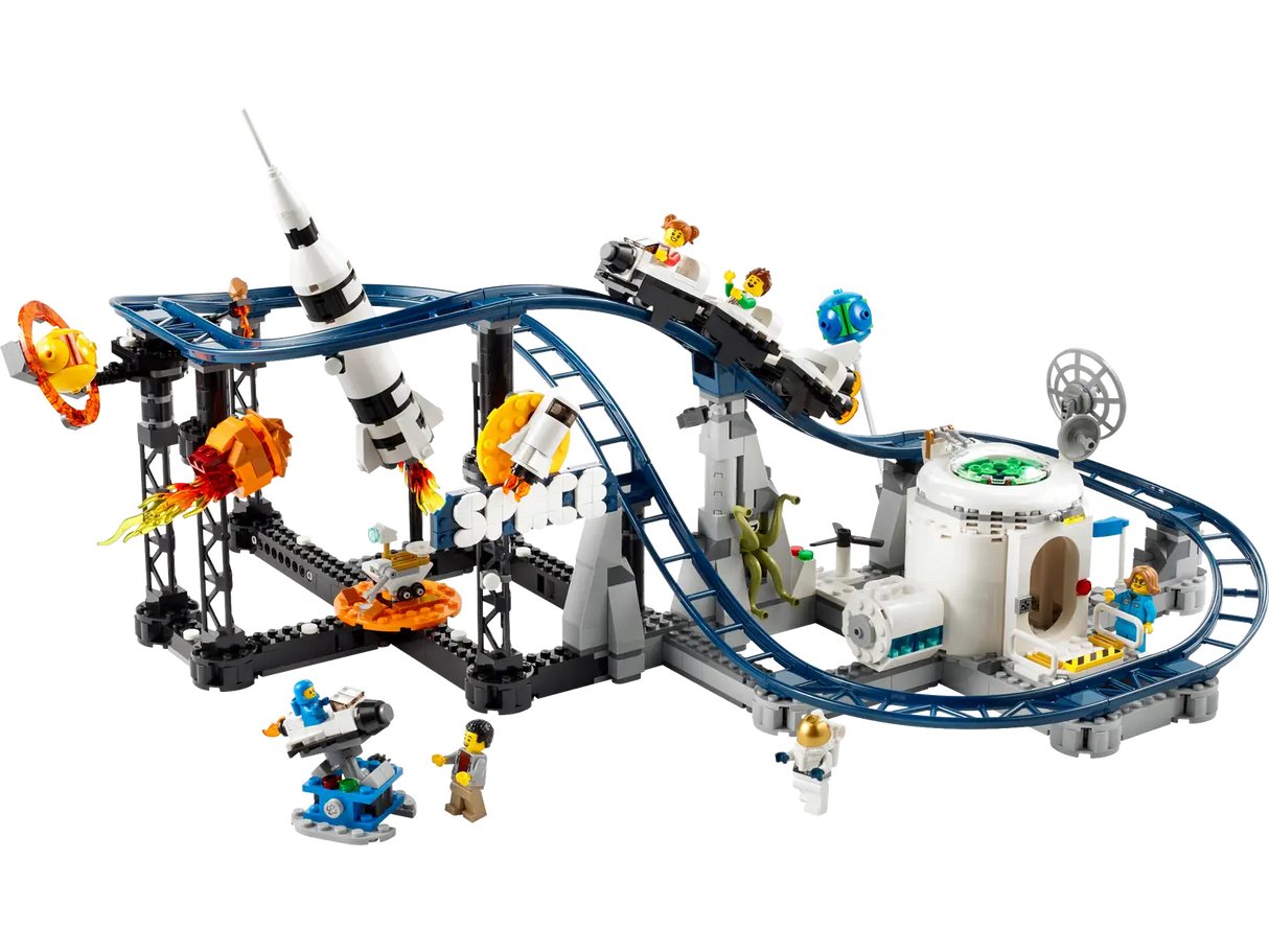 LEGO Creator 3 in 1 Space Roller Coaster Building Toy Set Featuring a Roller Coaster, Drop Tower, Carousel and 5 Minifigures, Rebuildable Amusement Park for Kids Ages 9+, 31142