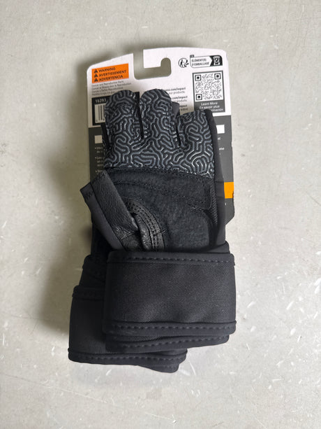 Harbinger Pro Wristwrap Gloves 3.0 - Enhanced Grip, Superior Wrist Support, Breathable 4-Way Stretch Lycra, Durable Leather Palm, Half-Finger Design for Weightlifting, Gym, Black, Large - Men's