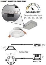 Theia Led Downlight with Selectable CCT - No Housing Required 4" - NLTH-41TW