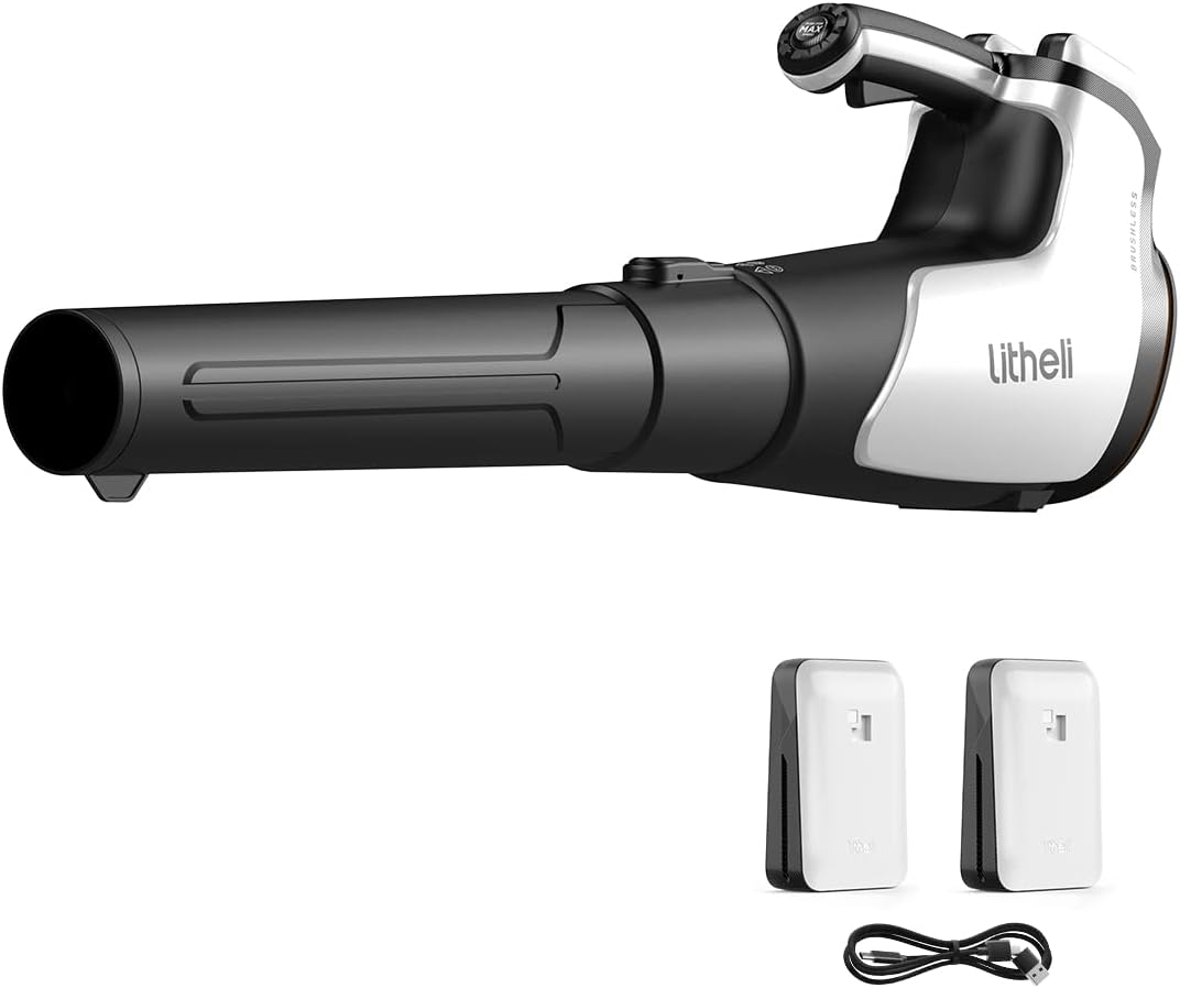 Litheli 2x20V 560CFM Brushless Leaf Blower, U20 Series Electric Leaf Blowers Battery Powered for Blowing Leaf, Dust, Snow, Debris, with 4.0Ah Portable Battery Included