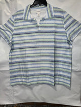 Chico's Retro Paisley Stripe SS Polo Top