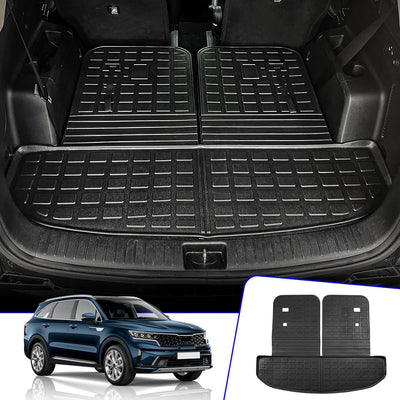 Rongtaod Cargo Mat Compatible with 2021-2024 Kia Sorento Cargo Liner Trunk Mat TPE All Weather Back Seat Cover Protector 2023 Sorento Accessories (Trunk Mat with Backrest Mat)
