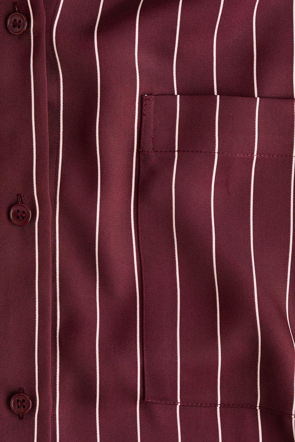 H&M - Women's Loose-Fit Twill Shirt - Burgundy/White Striped - US Small