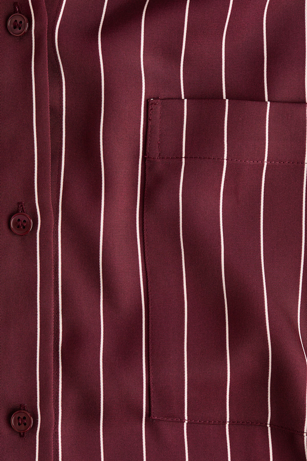 H&M - Women's Loose-Fit Twill Shirt - Burgundy/White Striped - US Small