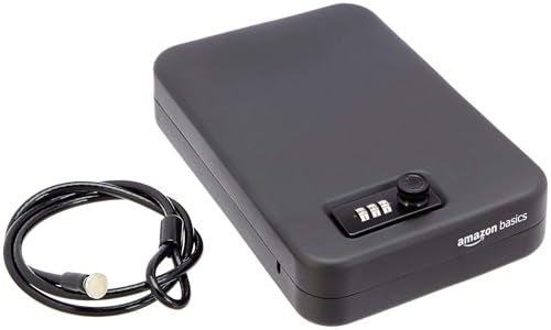 Amazon Basics Portable Security Case Lock Box Safe with Combination Lock, Home, Large, Black