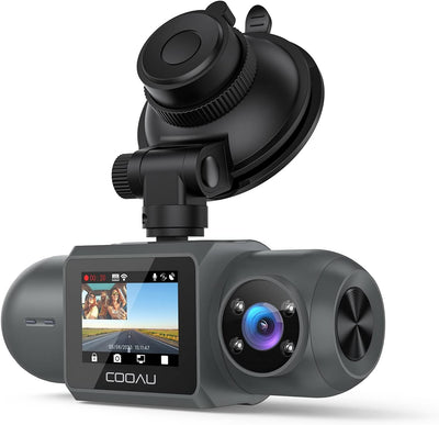 COOAU D30S 4K Dash Cam with GPS Wi-Fi, Front and Inside Dual 2.5K 1080P, Uber Car Camera with Infrared Night Vision, Supercapacitor, 4 IR LEDs, G-Sensor, Parking Mode, Loop Recording