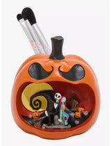 BOXLUNCH Exclusive | The Nightmare Before Christmas | Jack and Sally Pumpkin Light-up Make-up Brush Holder and Brush Set