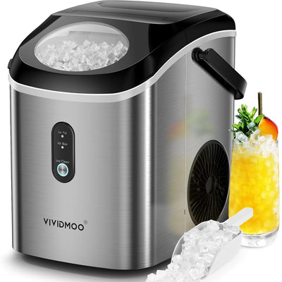 Nugget Ice Maker Countertop, 33 lbs in 24 Hours, Self-cleaning Sonic Portable, Soft Chewable Pebble Ice in 5 Mins with Ice Scoop and Basket