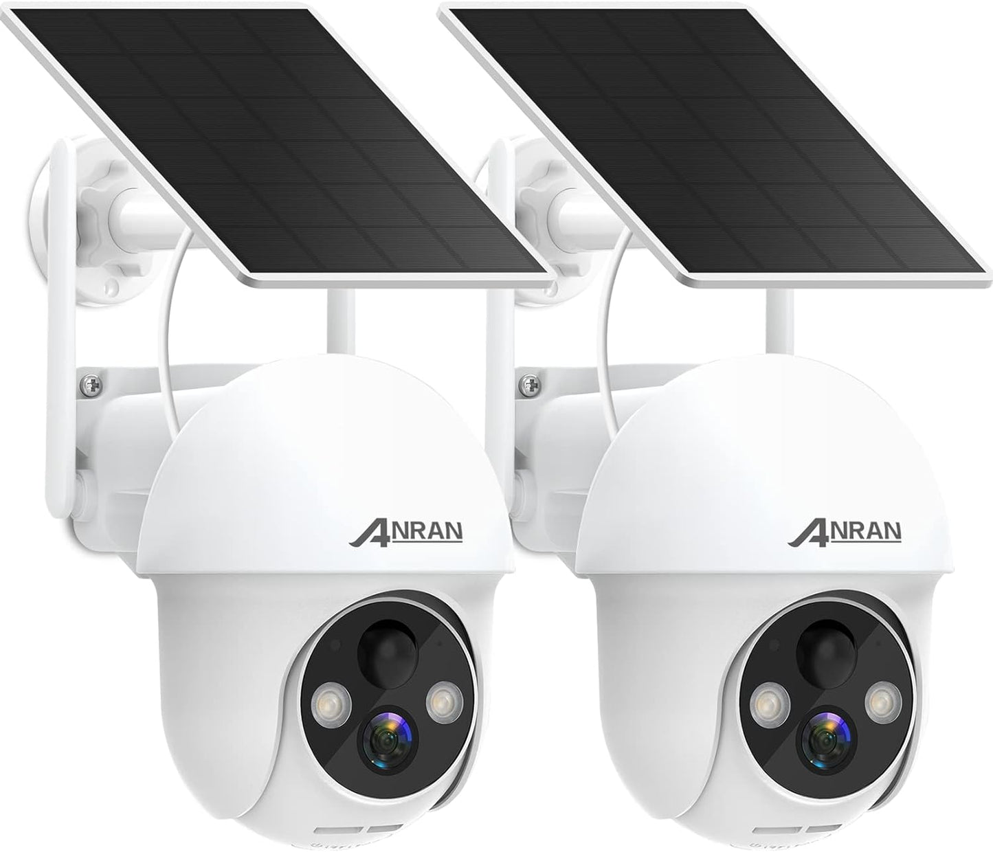 ANRAN 2K Security Camera Wireless Outdoor, Solar Outdoor Camera with 360° View, Smart Siren, Spotlights, Color Night Vision, PIR Human Detection, Pan Tilt Control, 2-Way Talk, Q01W 2 Packs