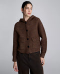 Kenneth Cole Women's Oversized Cropped Hoodie Sweater - Brown - Medium