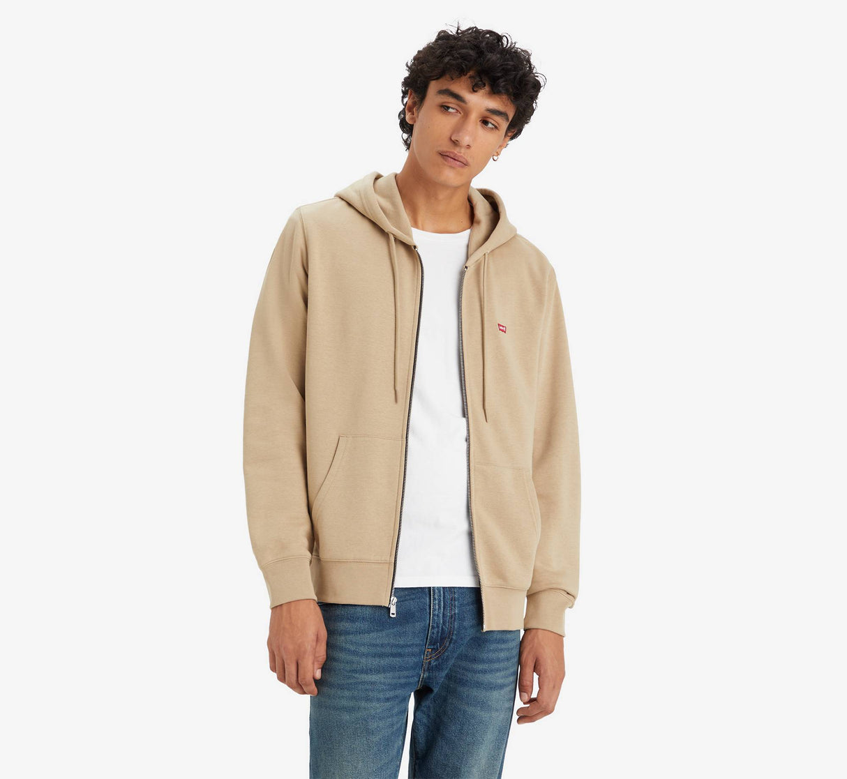 Levi's Men's Housemark Zip-up Hoodie Sweatshirt, Tan Size: Large