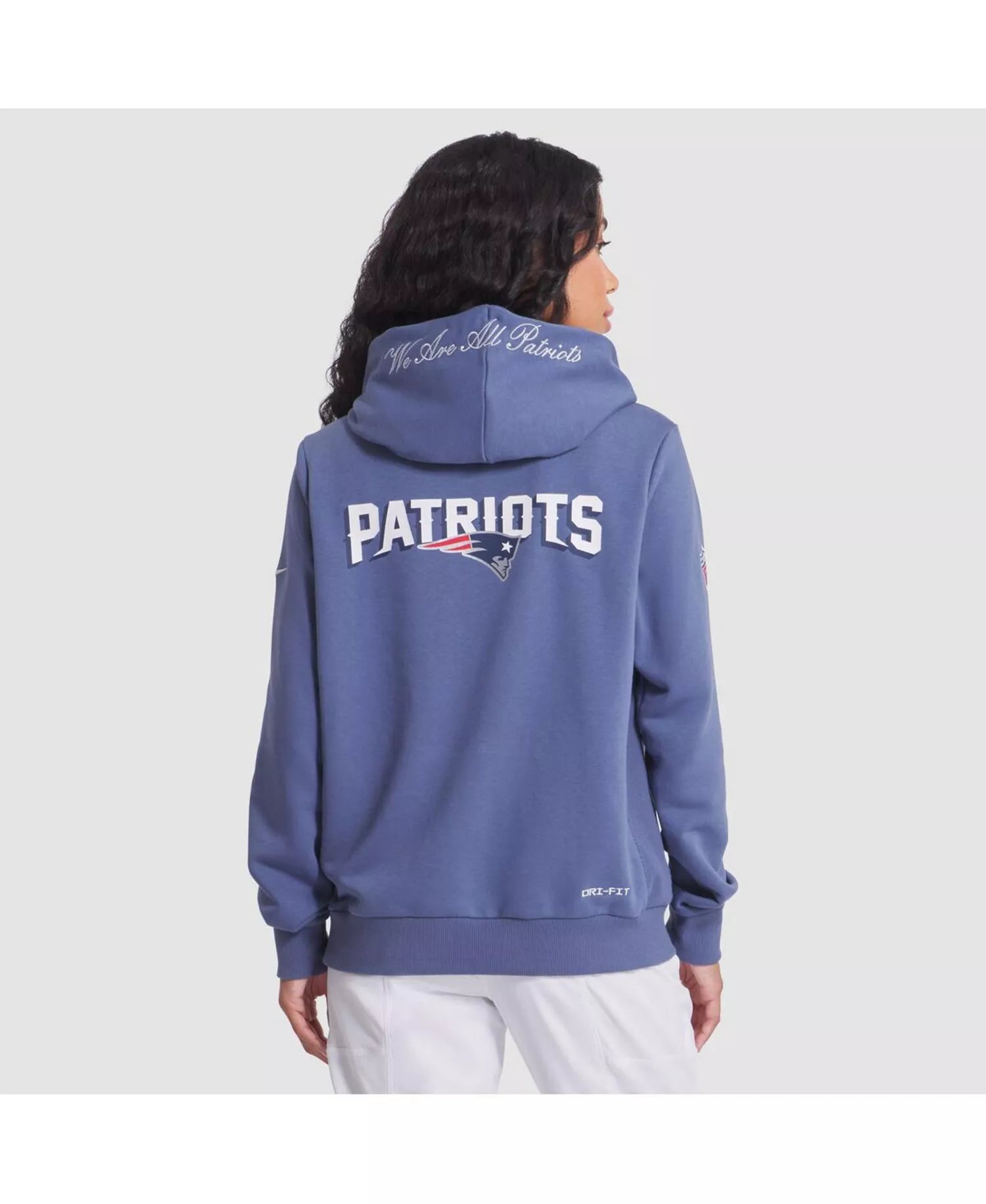 Women's Nike New England Patriots Rivalries Collection Sideline NFL Pullover Hoodie - Storm Blue - XL