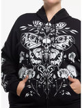 Cosmic Aura Death's-Head Moth & Roses Girls Hoodie  XSm.