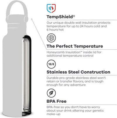 Hydro Flask Stainless Steel Standard Mouth Water Bottle with Flex Cap and Double-Wall Vacuum Insulation-24oz (Color:Goji)