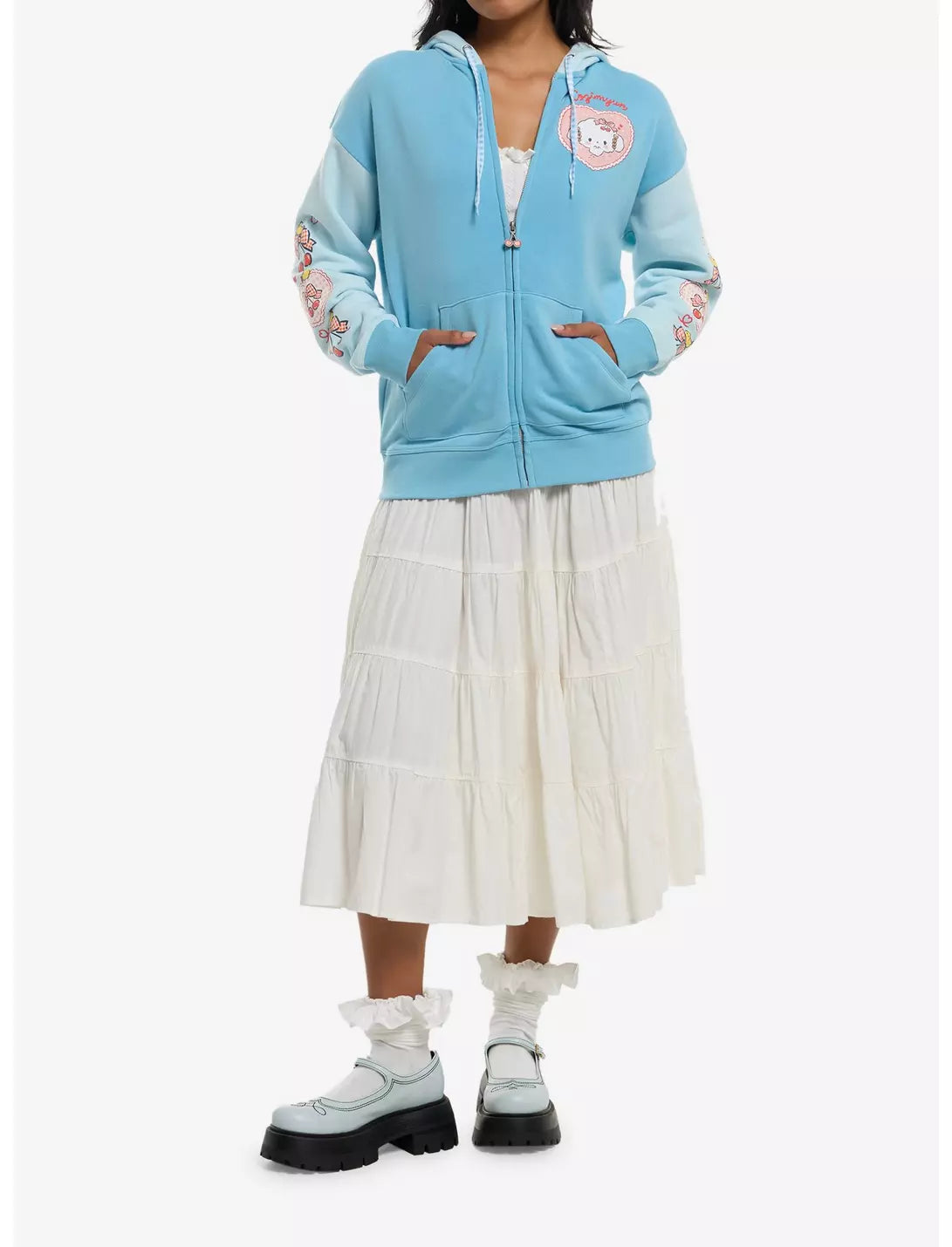Cogimyun Cherries Blue Girls Hoodie  LG