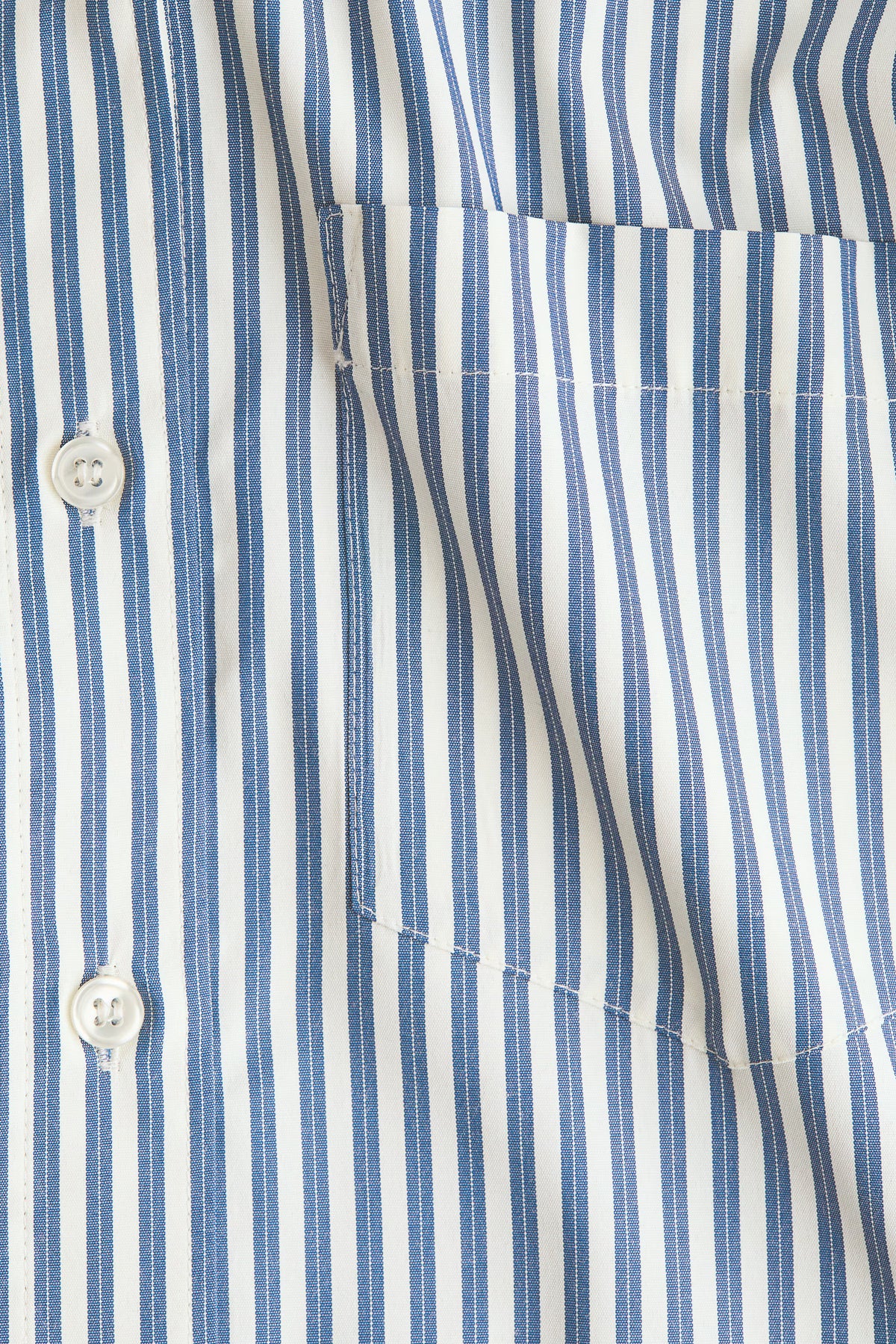 H&M Women's Oversized Dobby-Weave Shirt - Dusty Blue/White Striped - US Small